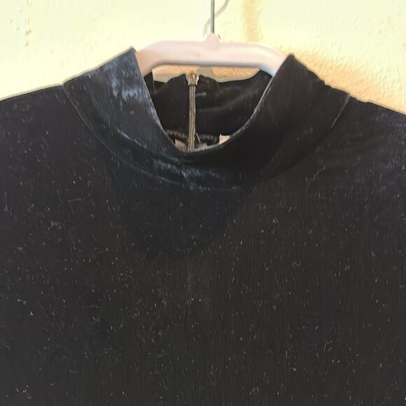 Vintage Scarlett Velour Velvet Black Horse Bit Mock Neck 7/8 GoGo Goth Dress - Picture 2 of 16
